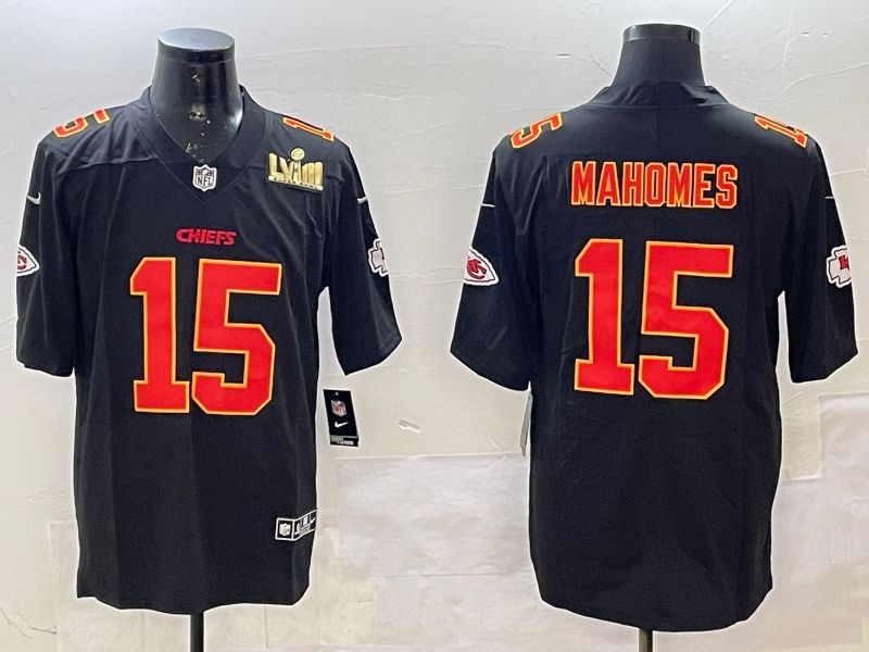 Men Kansas City Chiefs 15 Mahomes Black 2025 Nike Vapor Limited NFL Jersey style 2091